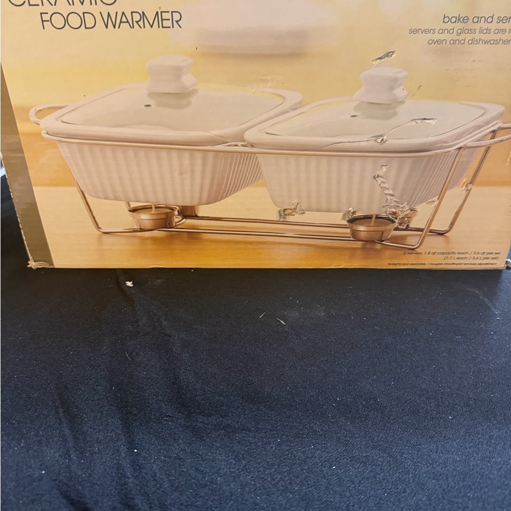Ceramic Food Warmer with Lid - Cream - Picture 3 of 7